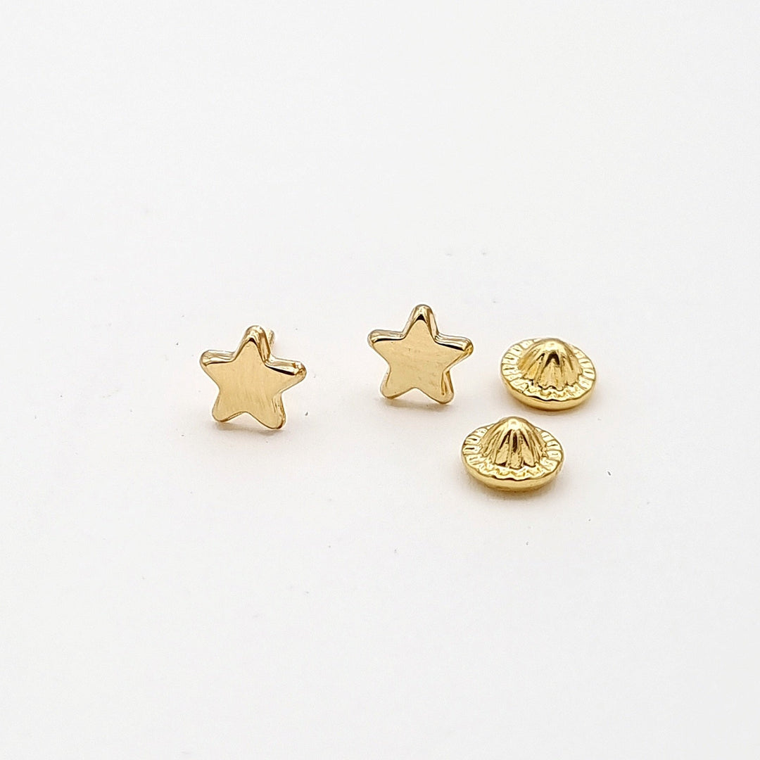 18K Real Gold Star Earrings
