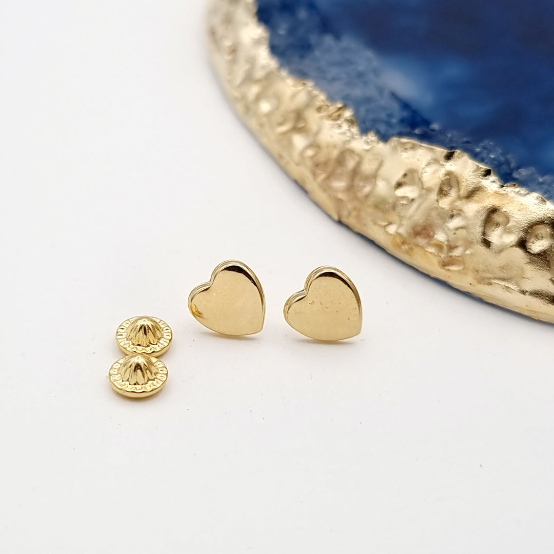 18K Real Gold Heart Earrings
