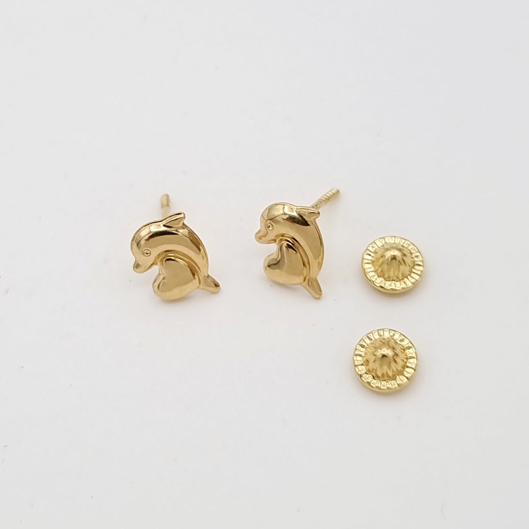 18K Real Gold Dolphin Earrings