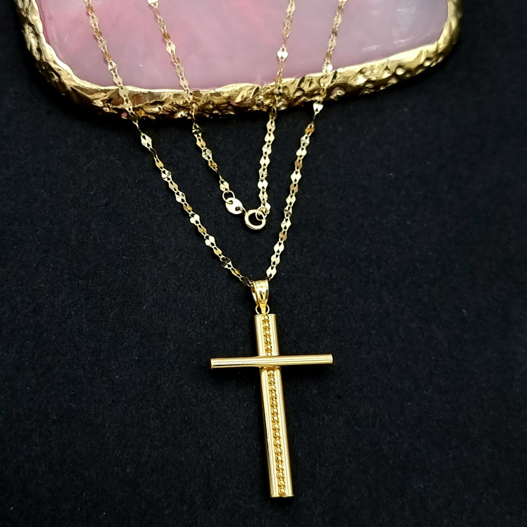 18K Real Gold Cross Necklace