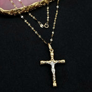 18K Real Gold Jesus Cross Necklace