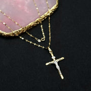18K Real Gold Jesus Cross Necklace