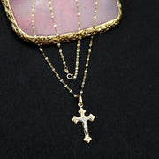 18K Real Gold Jesus Cross Necklace