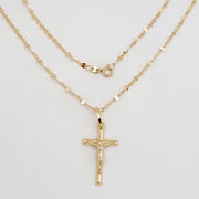 18K Real Gold Jesus Cross Necklace