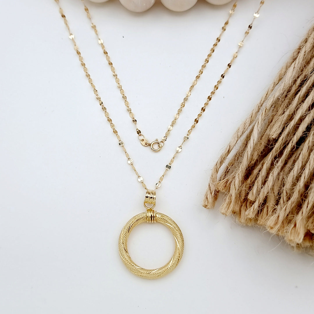 18K Real Gold Round Necklace