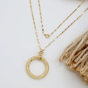 18K Real Gold Round Necklace