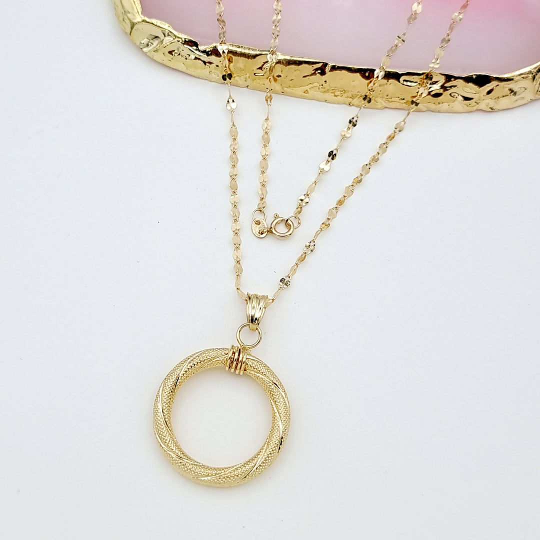 18K Real Gold Round Necklace