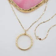 18K Real Gold Round Necklace