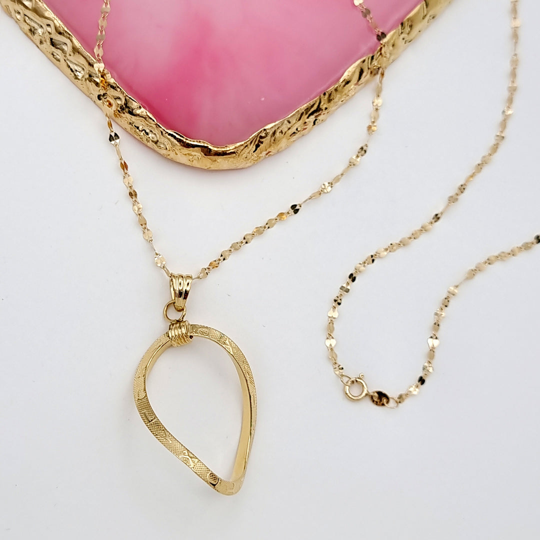 18K Real Gold Twisted Oval Necklace