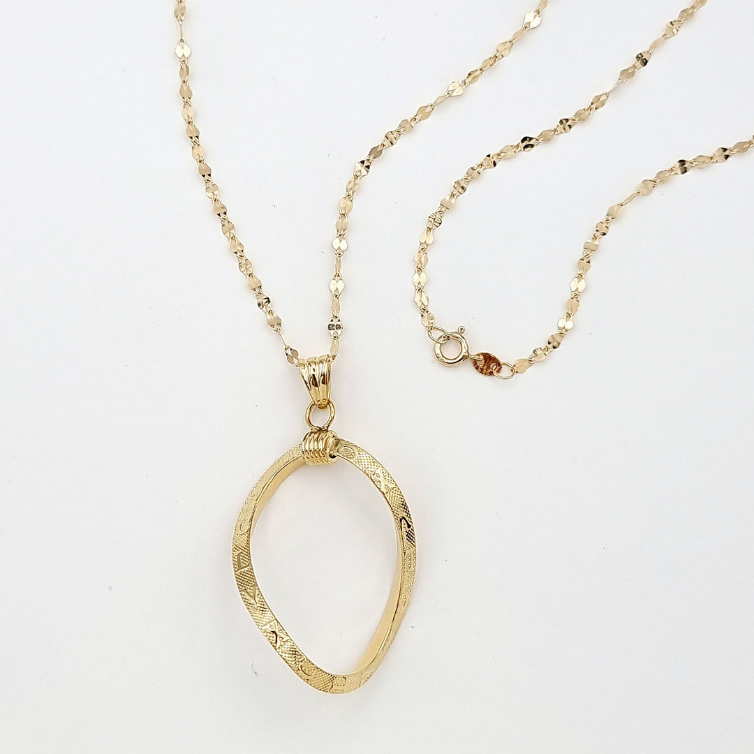 18K Real Gold Twisted Oval Necklace