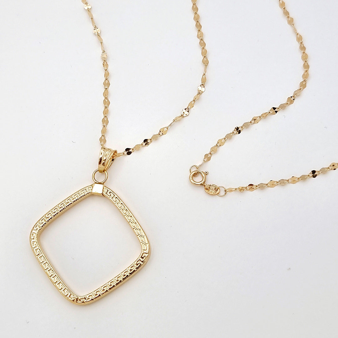 18K Real Gold Square Necklace