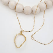 18K Real Gold Twisted Oval Necklace