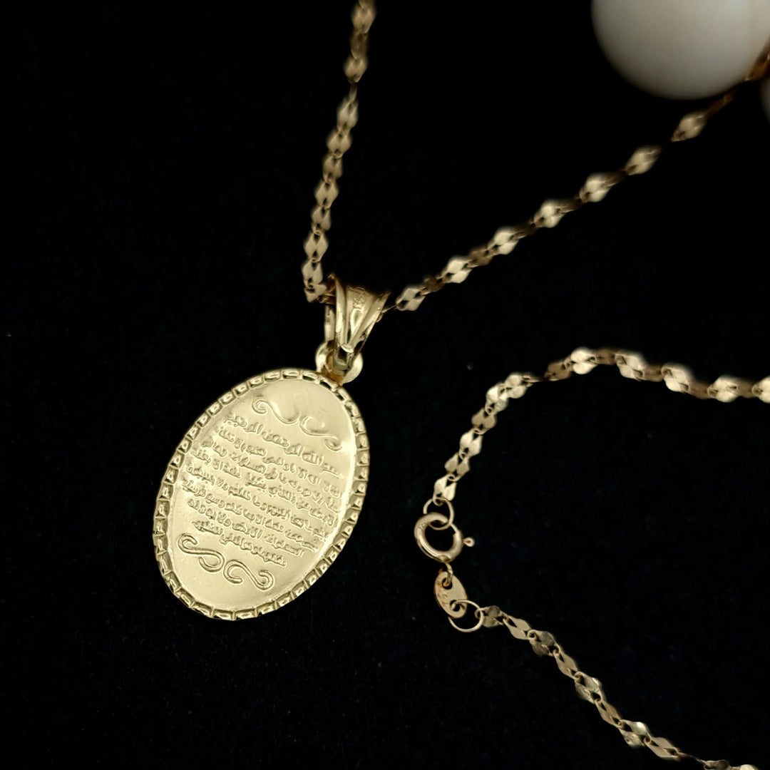 18K Real Gold Oval Frame Necklace