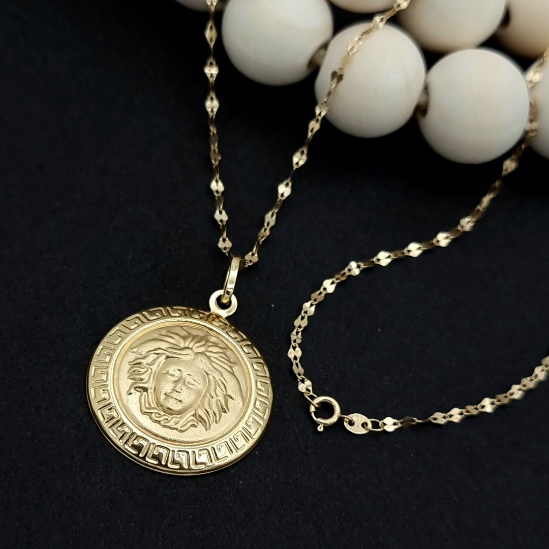 18K Real Gold Elegant Round Necklace
