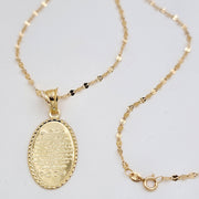 18K Real Gold Oval Frame Necklace
