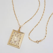18K Real Gold Square Frame Necklace
