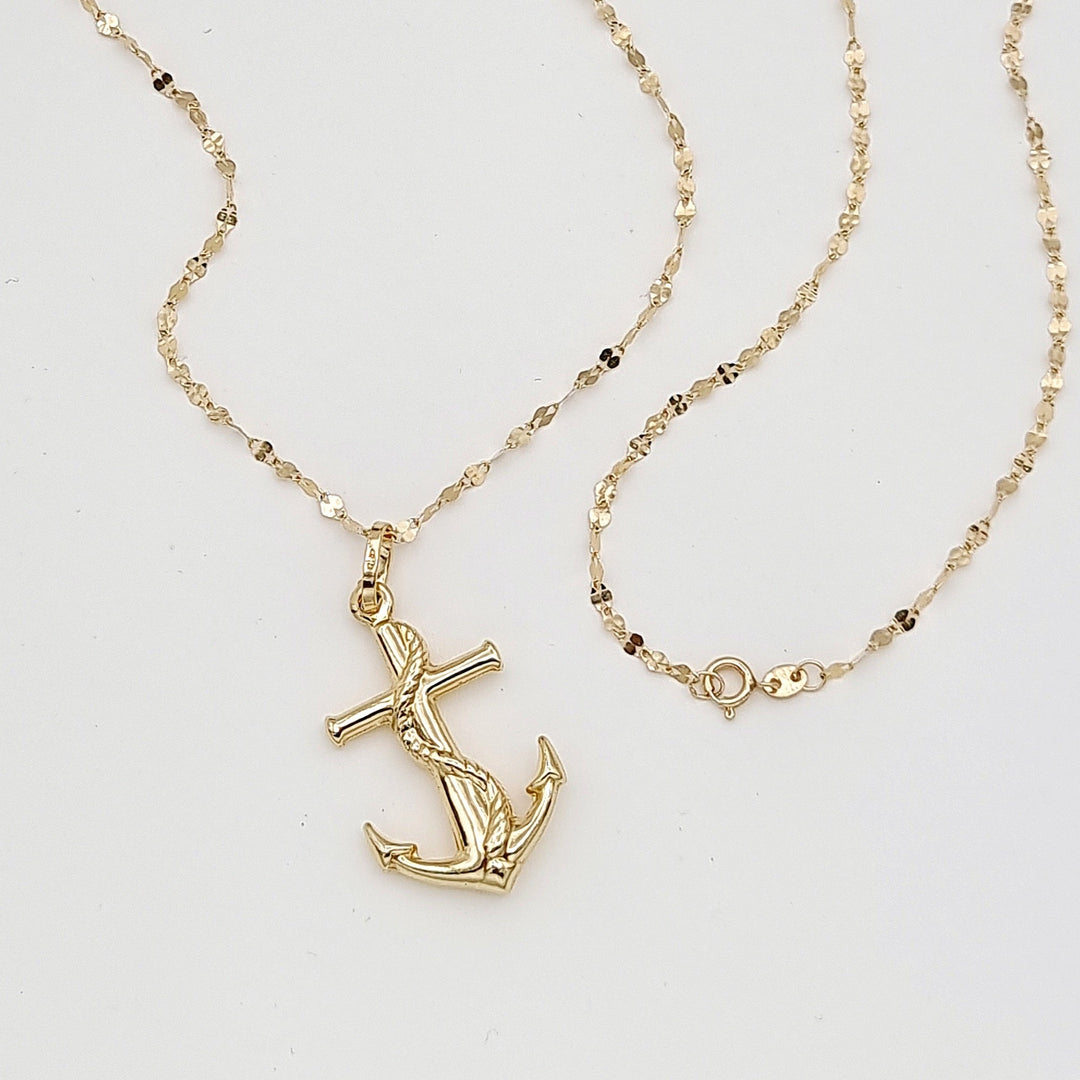 18K Real Gold Anchor Necklace