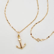 18K Real Gold Anchor Necklace