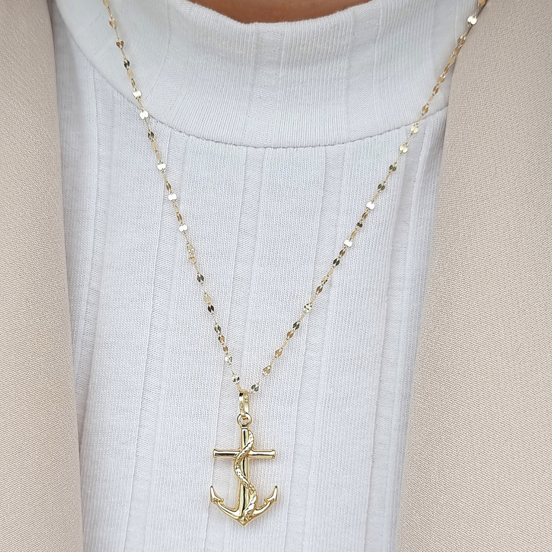 18K Real Gold Anchor Necklace