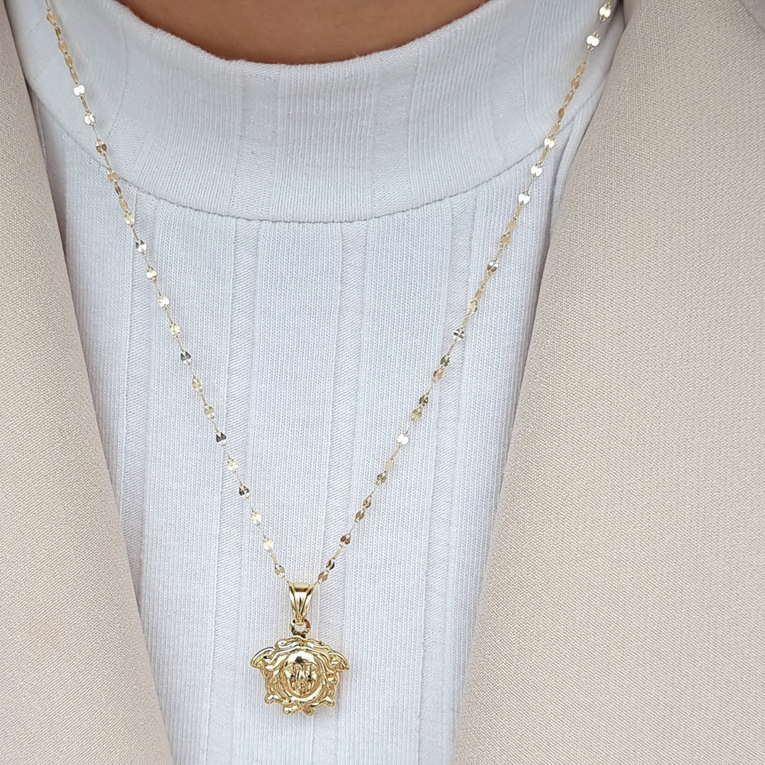 18K Real Gold Elegant Face Necklace