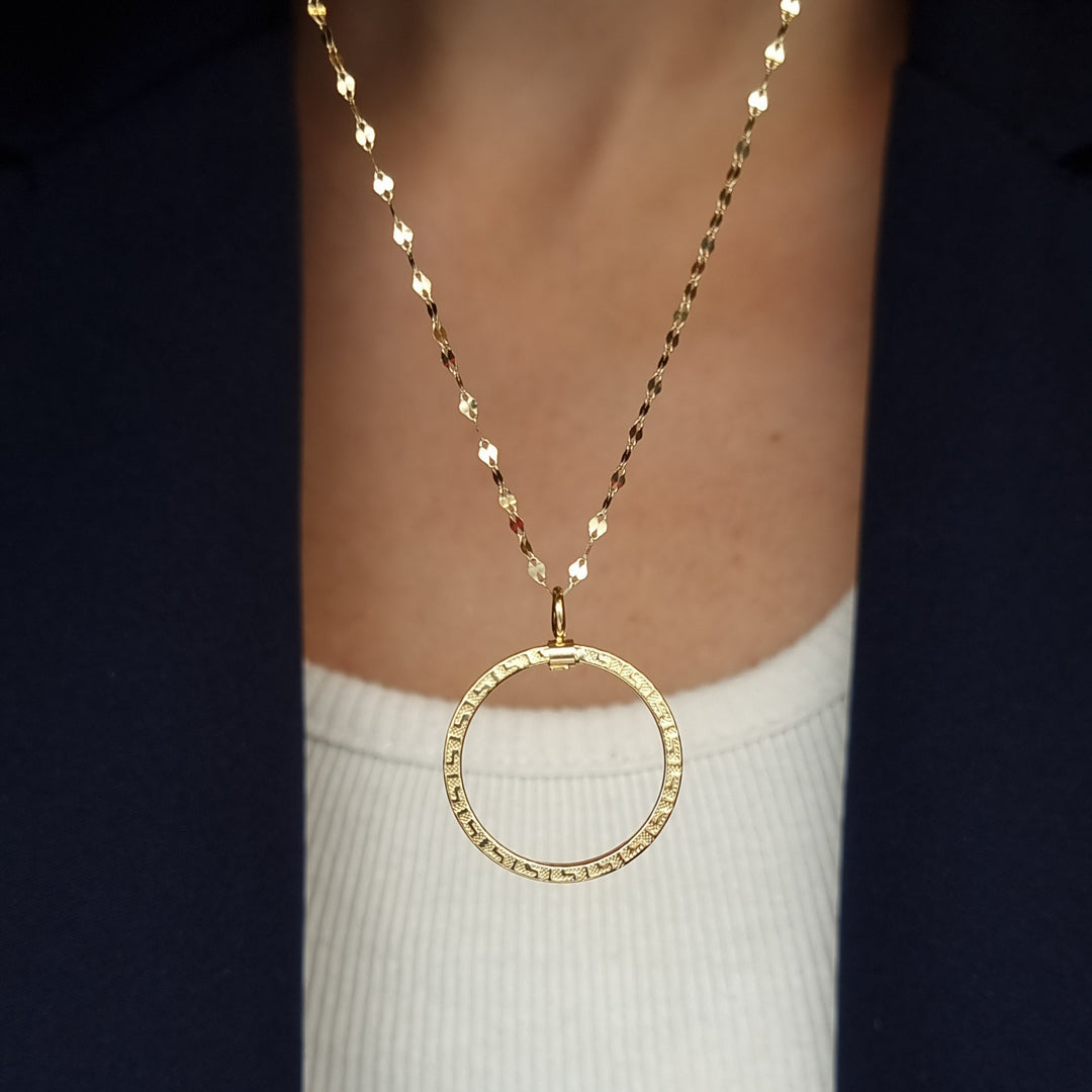 18K Real Gold Round Necklace