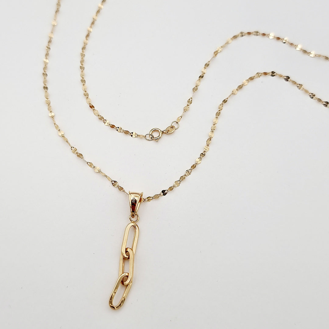 18K Real Gold Hanging Links Necklace