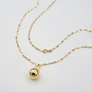 18K Real Gold Ball Necklace