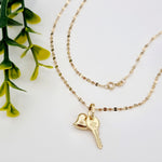Load image into Gallery viewer, 18K Real Gold Heart Key Necklace