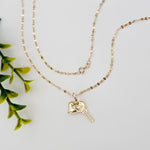 Load image into Gallery viewer, 18K Real Gold Heart Key Necklace