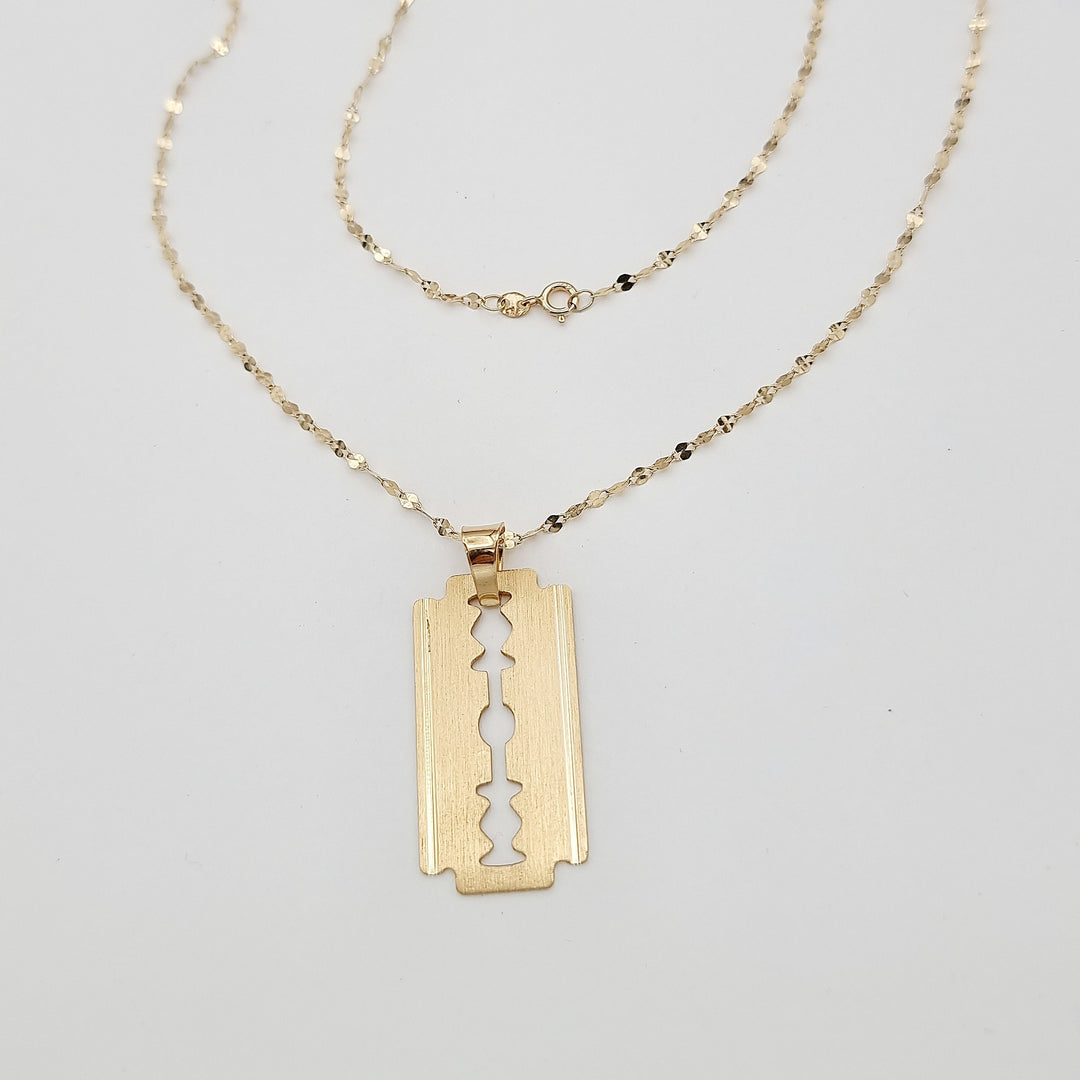 18K Real Gold Blade Design Necklace
