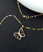 Load image into Gallery viewer, 18K Real Gold Butterfly Stone Necklace