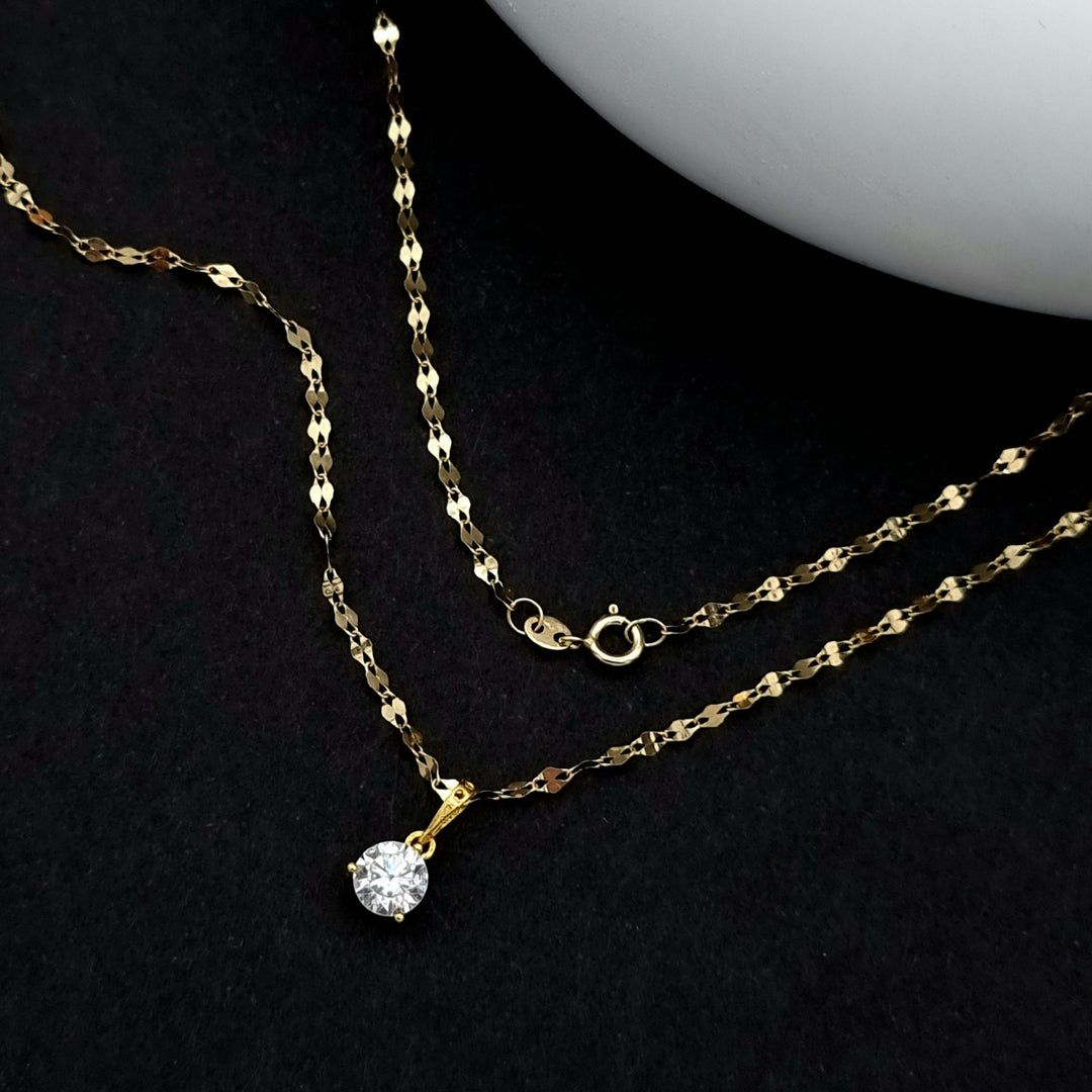18K Real Gold Stone Necklace