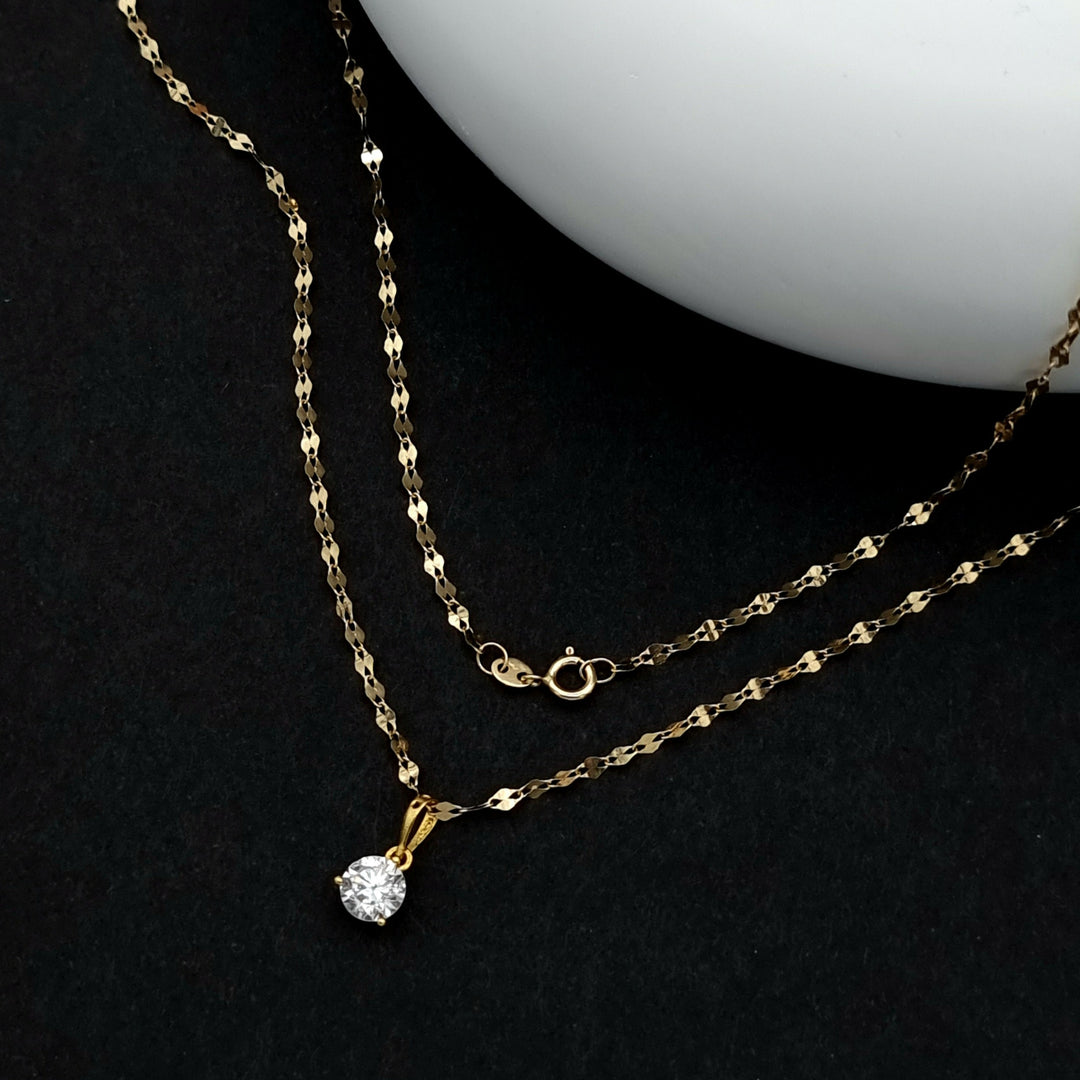 18K Real Gold Stone Necklace
