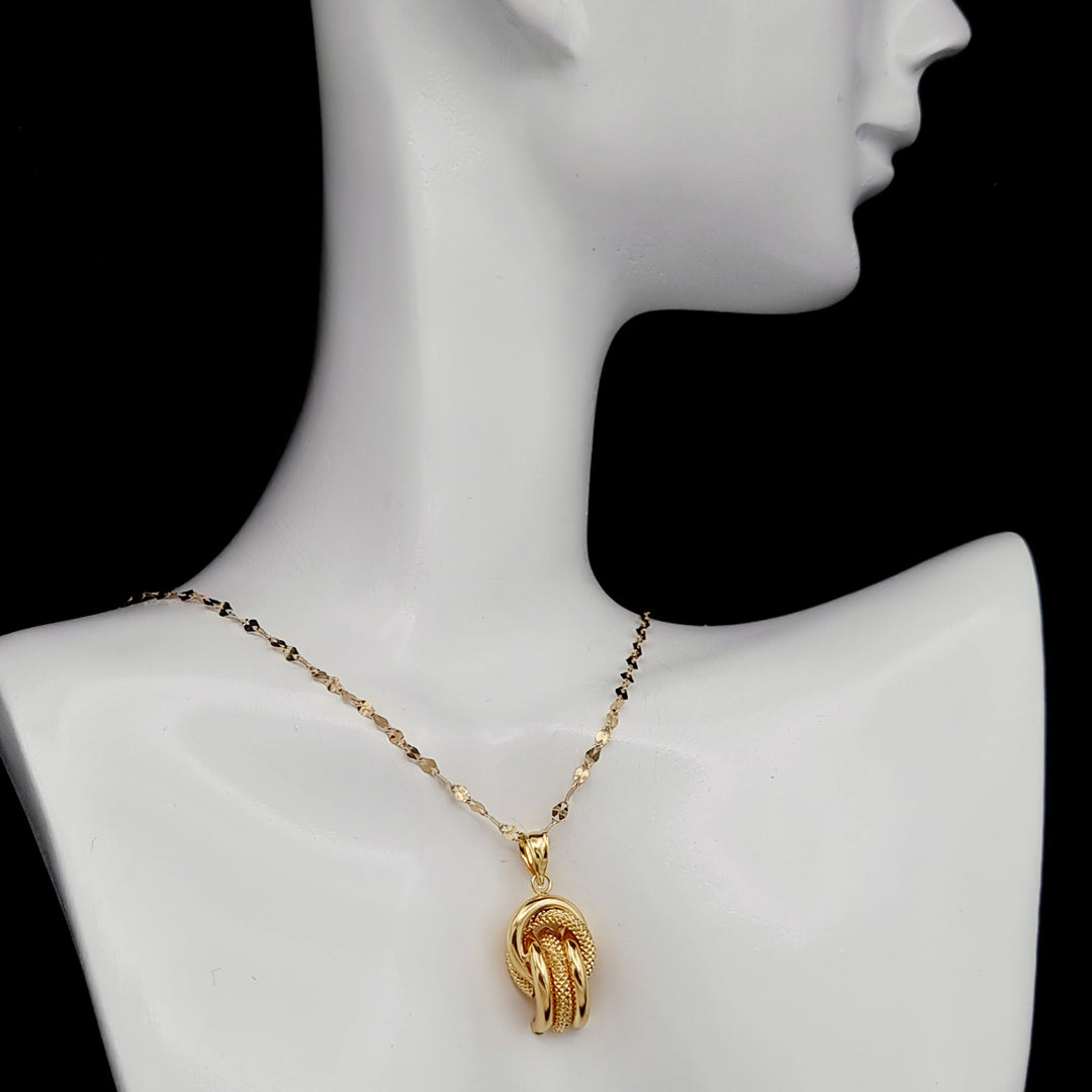 18K Real Gold Twisted Knot Necklace