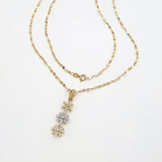 18K Real Gold 3 Color Hanging Stone Necklace