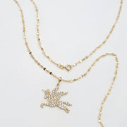 18K Real Gold Unicorn Stone Necklace
