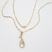 18K Real Gold Oval Stone Necklace