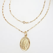 18K Real Gold Oval Religious Necklace