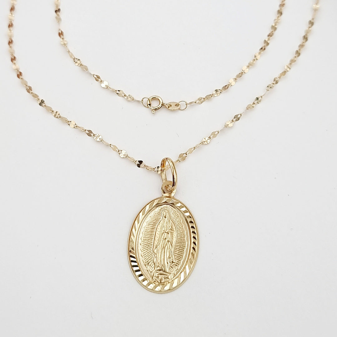 18K Real Gold Oval Religious Necklace