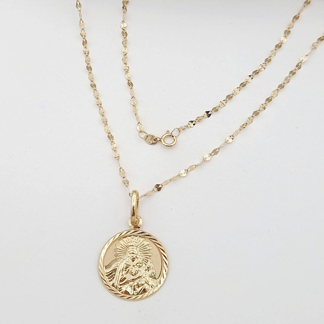 18K Real Gold Round Religious Necklace