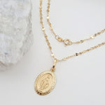 Load image into Gallery viewer, 18K Real Gold Oval Religious Necklace