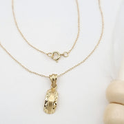 18K Real Gold Curved Pendant Necklace