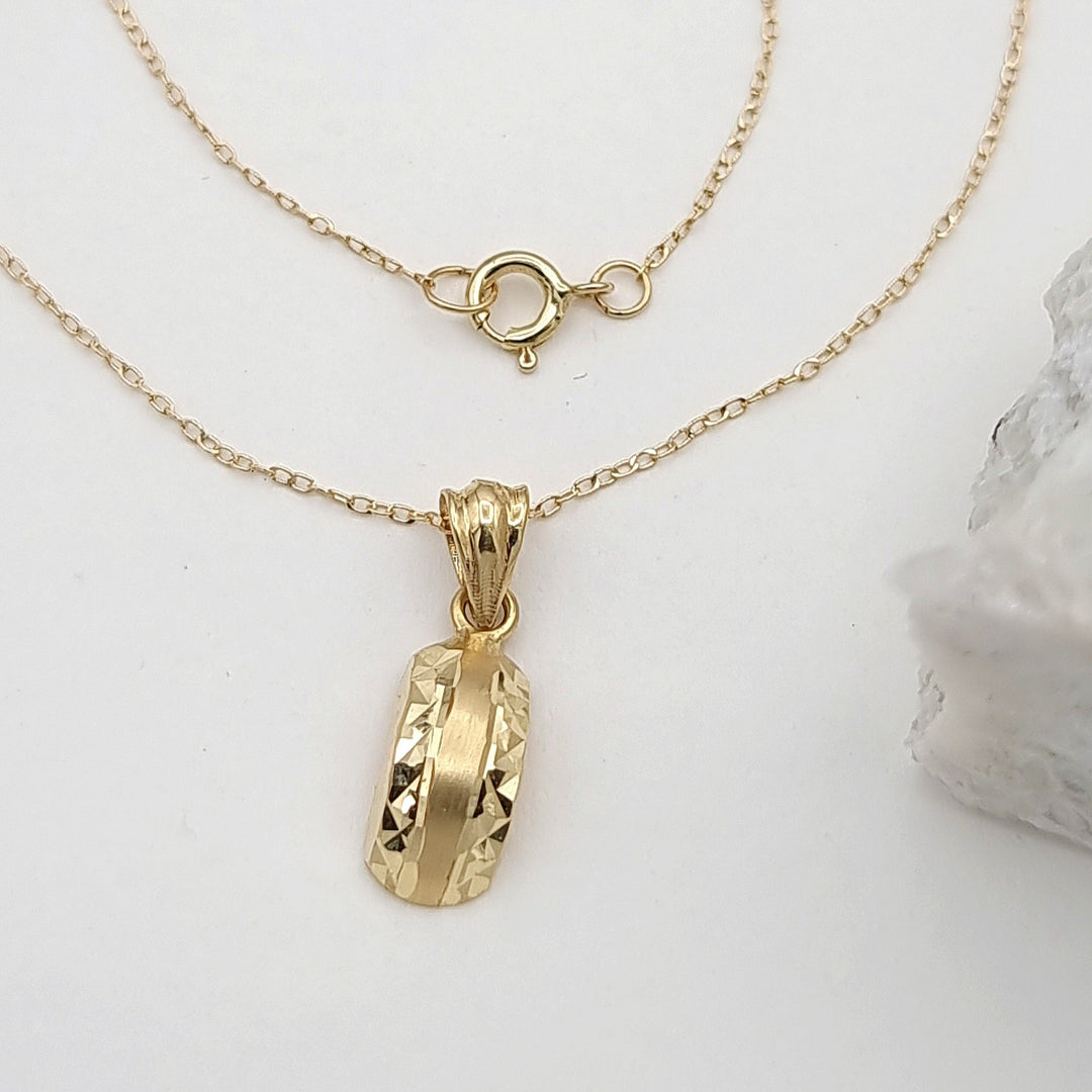 18K Real Gold Curved Pendant Necklace
