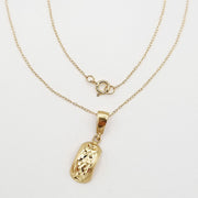 18K Real Gold Curved Pendant Necklace