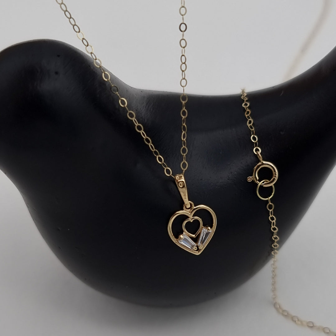 18K Real Gold Double Heart Necklace