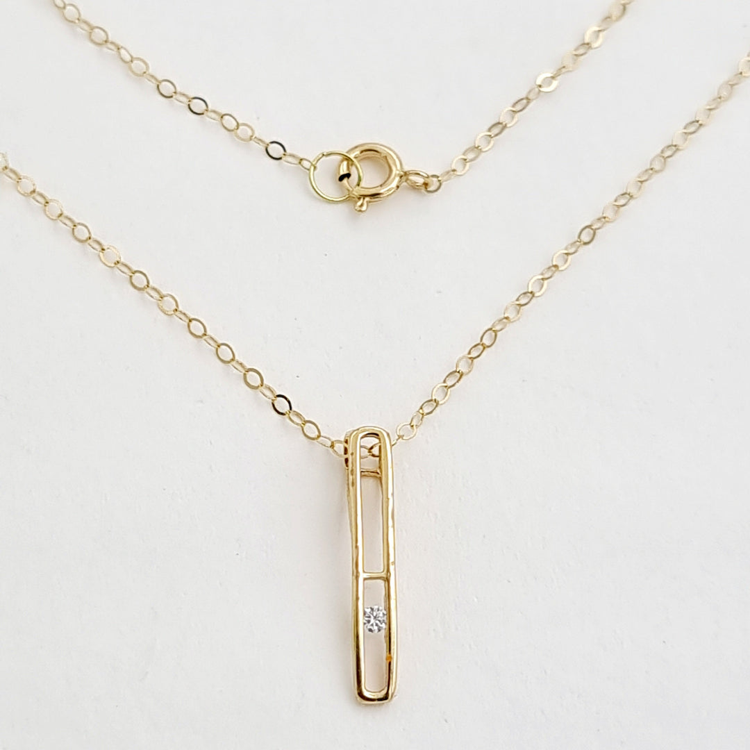 18K Real Gold Long Stone Necklace