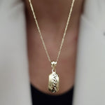 Load image into Gallery viewer, 18K Real Gold Curved Pendant Necklace