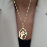 Load image into Gallery viewer, 18K Real Gold Oval Tree Necklace