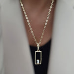 Load image into Gallery viewer, 18K Real Gold Square Stone Necklace