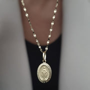 18K Real Gold Oval Religious Necklace